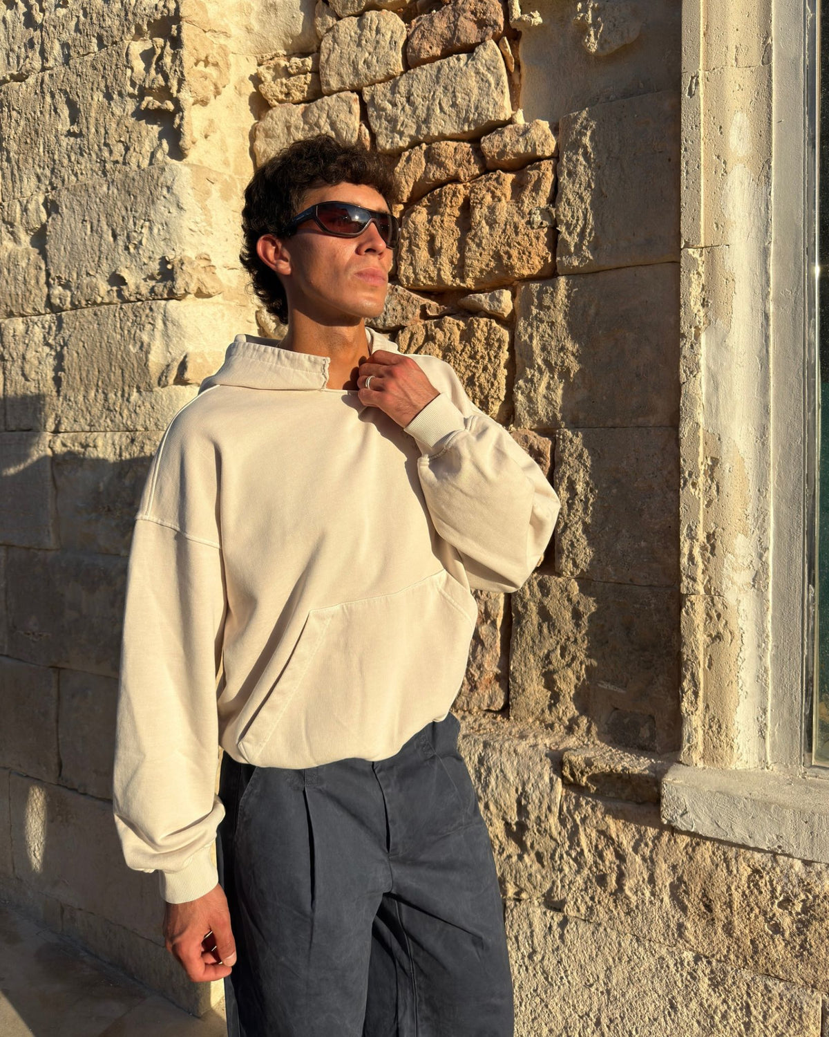 Ripped Hoodie Sand