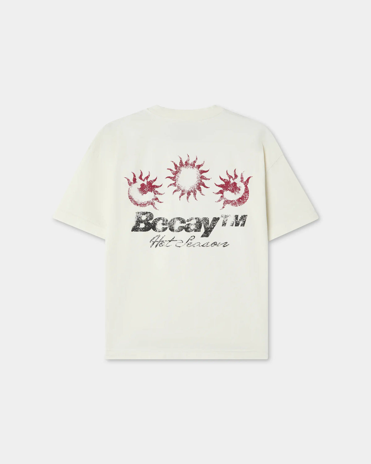Camiseta Eclipse cruda de Becay, vista frontal completa de la prenda