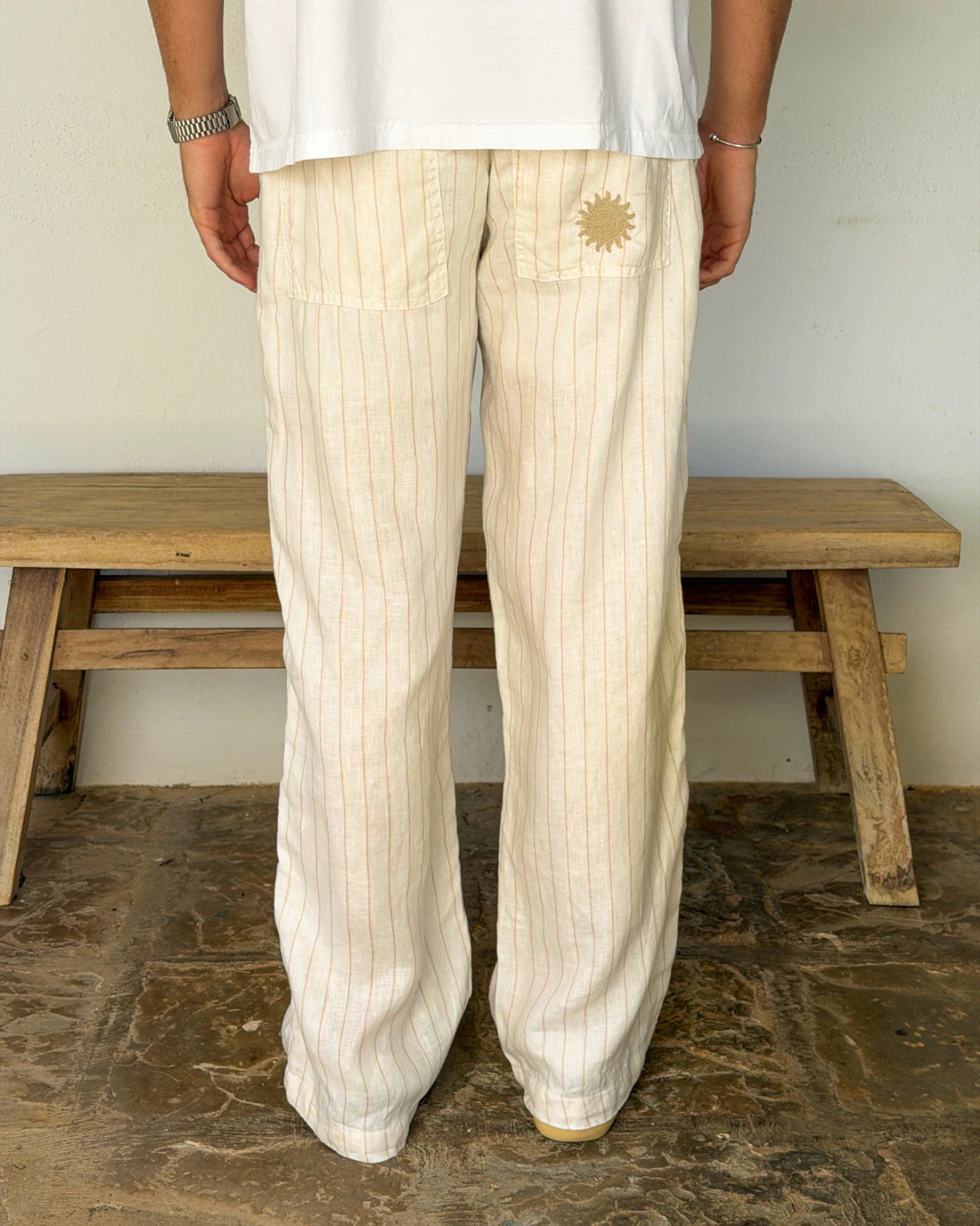 Stripes Linen Pants Sand
