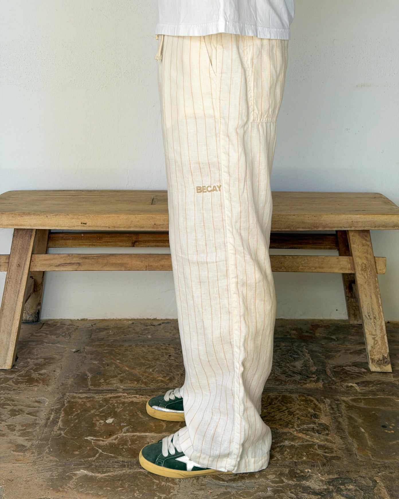 Stripes Linen Pants Sand