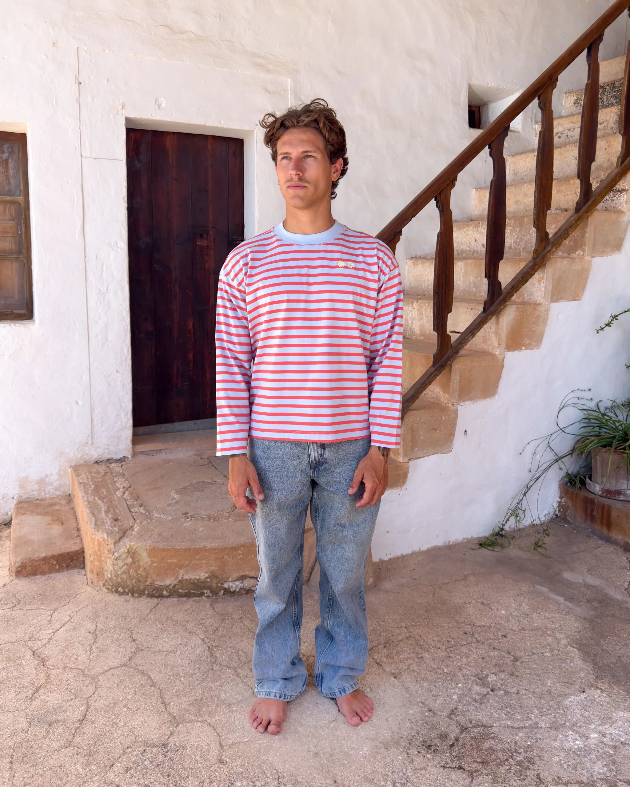 Stripes Longsleeve Blue & Coral