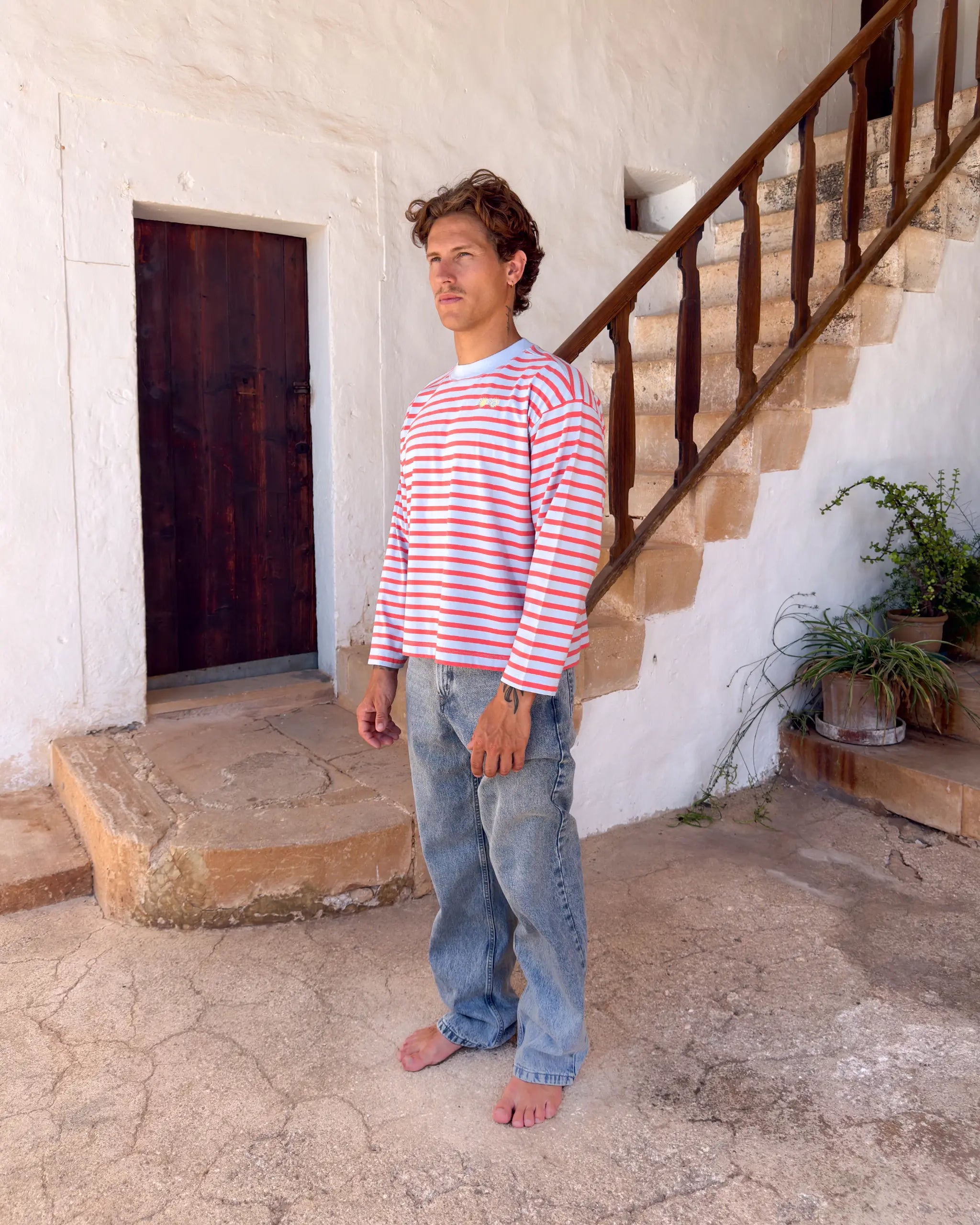 Stripes Longsleeve Blue & Coral