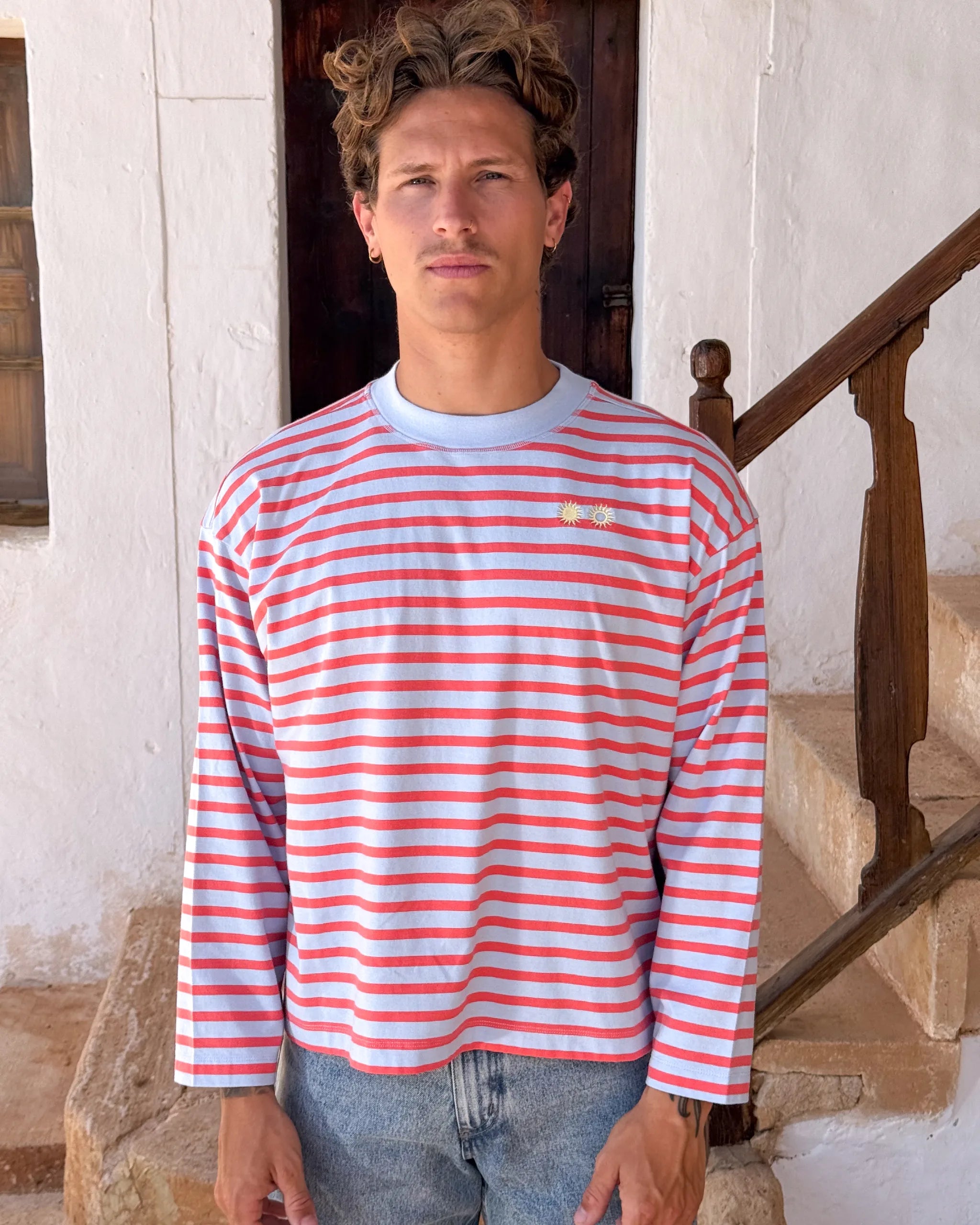 Stripes Longsleeve Blue & Coral