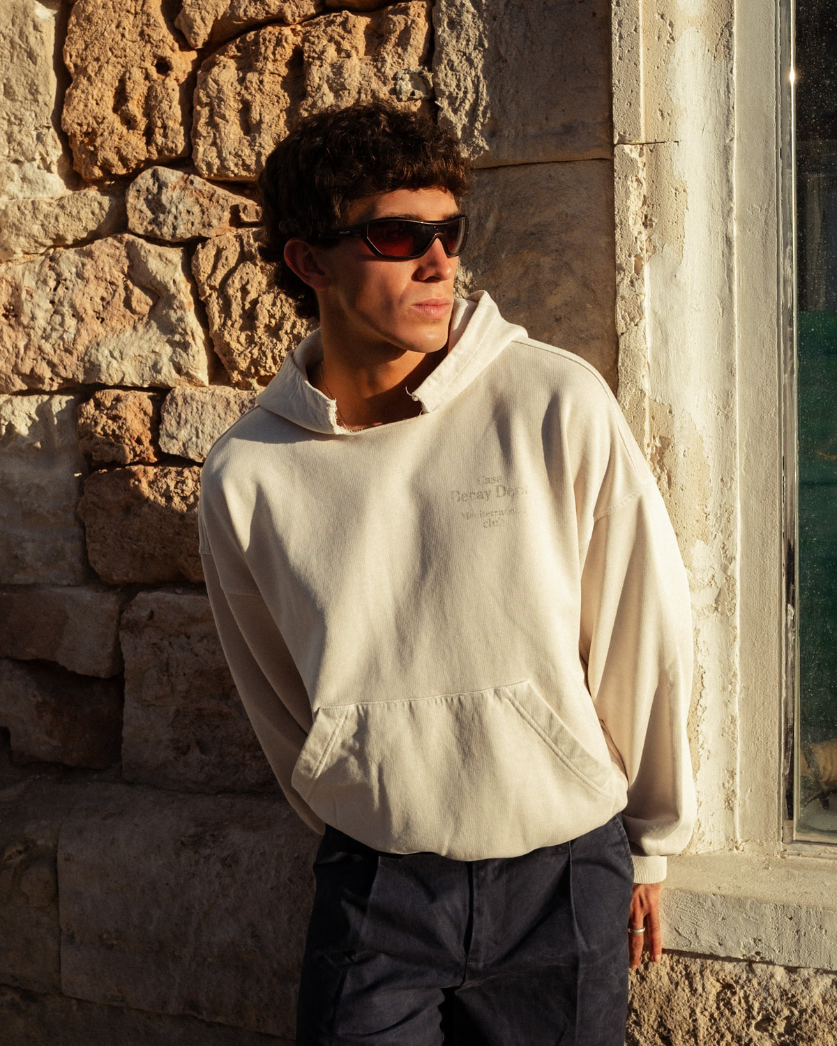 Ripped Hoodie Sand
