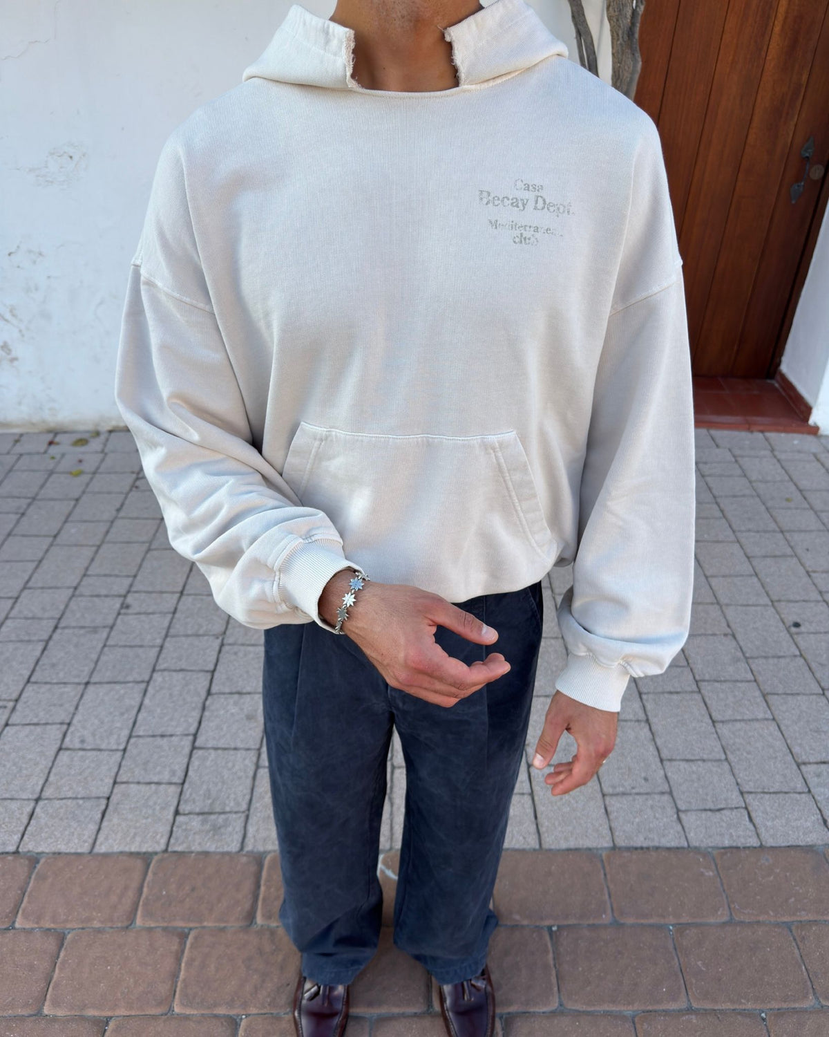 Ripped Hoodie Sand